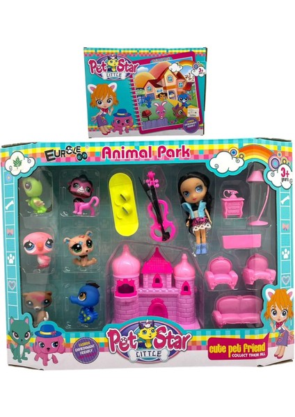 Littlest Pet Shop Neşeli Minişler Animal Park Pet Star Minişler Pembe Kuşlu Model Set 16 Parça