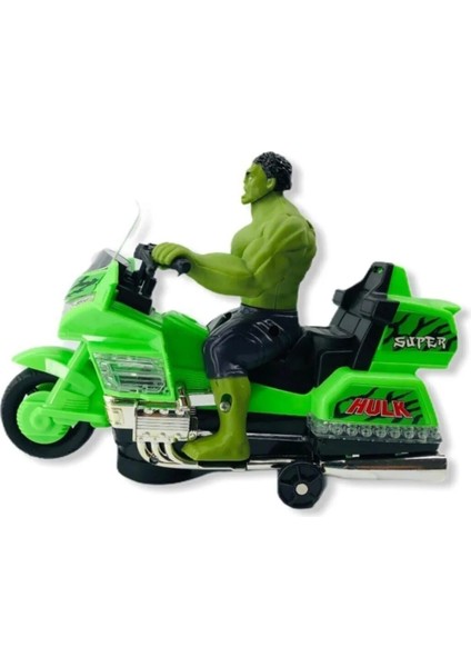 Pilli Işıklı Sesli Motorlu Yeşil Dev Hulk - Motorcu Hulk Karakteri