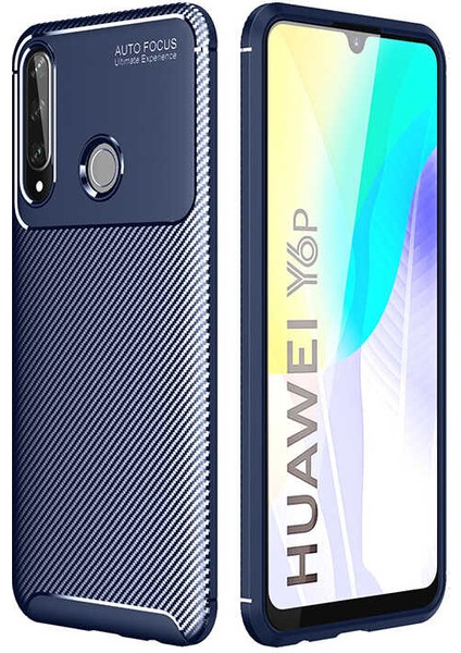 Huawei Y6P Kılıf Negro Karbon Desen Silikon + Ekran Koruyucu