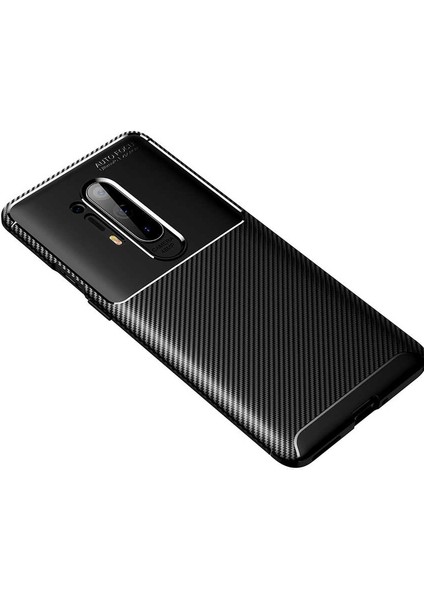 Oneplus 8 Pro Kılıf Negro Karbon Desen Silikon + Ekran Koruyucu