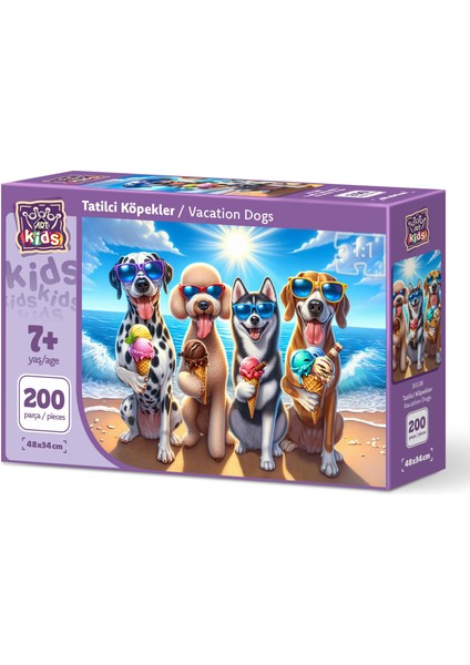 Art Çocuk Tatilci Köpekler 200 Parça Puzzle