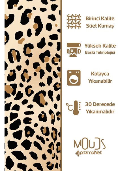 Çift Tarafı Baskılı Leopar Desenli Tekli Süet Kırlent Kılıfı modelleri