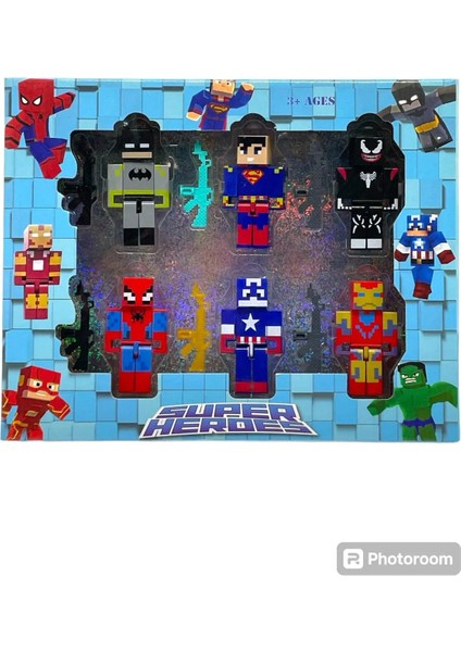 Süper Heroes Minecraft Batman Superman Venom Spiderman Captan Amerika Iron Man 11 Parça Oyuncak