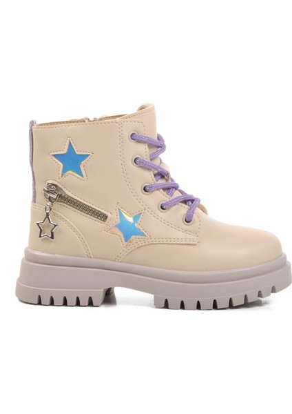 1525-P Krem-Lila Kız Çocuk Bot