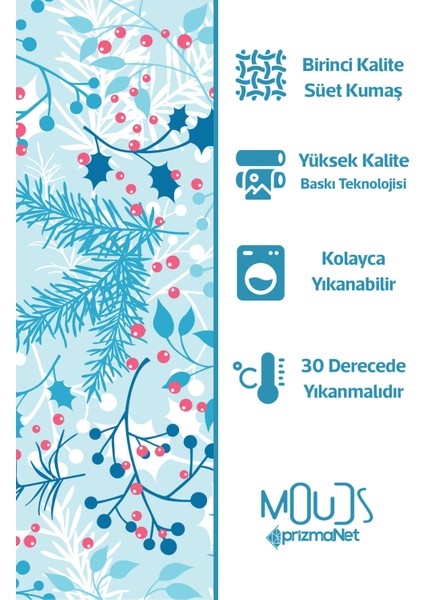 Çift Tarafı Baskılı Mid Winter Desenli Tekli Süet Kırlent Kılıfı modelleri