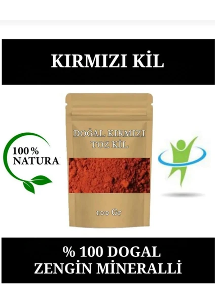 Kırmızı Kil Doğal Yüz Maskesi - Kırmızı Kil Maskesi - Kırmızı Toz Kil 100 gr DOĞAL KİL