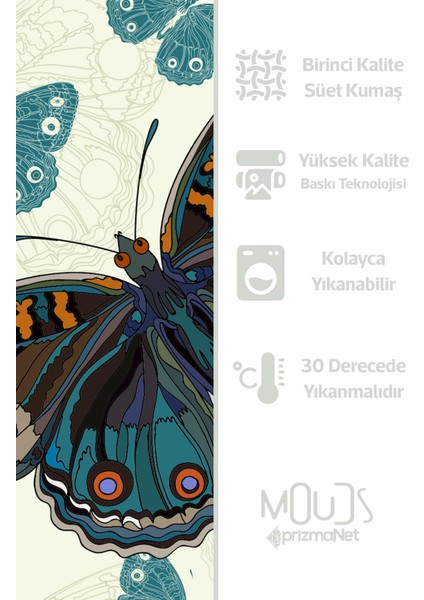 Çift Tarafı Baskılı Renkli Kelebek Desenli Tekli Kırlent Kılıfı modelleri