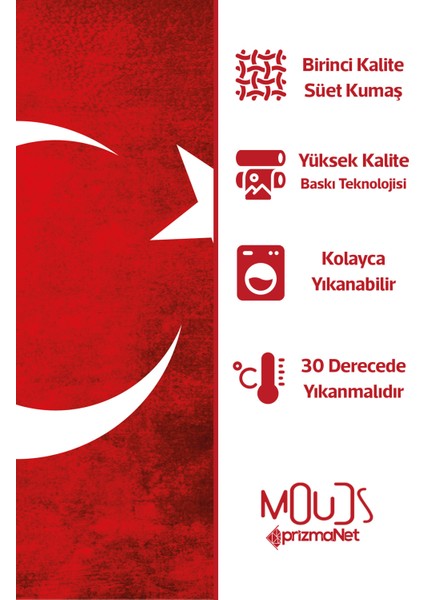 Çift Tarafı Baskılı Türk Ay Yıldız Desenli Tekli Süet Kırlent Kılıfı modelleri