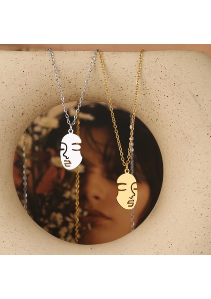 Kız Yüzü Figürü Gümüş Kolye modelleri