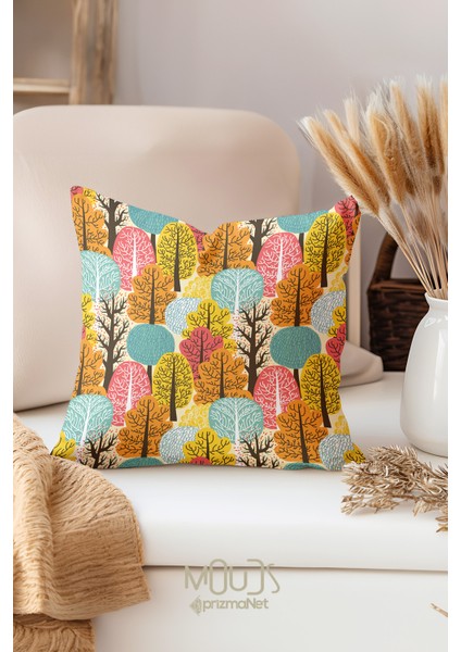 Çift Tarafı Baskılı Sonbahar Desenli Tekli Süet Kırlent Kılıfı fiyatları