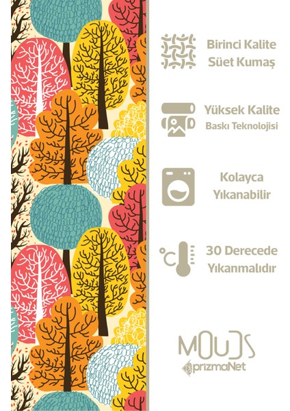 Çift Tarafı Baskılı Sonbahar Desenli Tekli Süet Kırlent Kılıfı modelleri