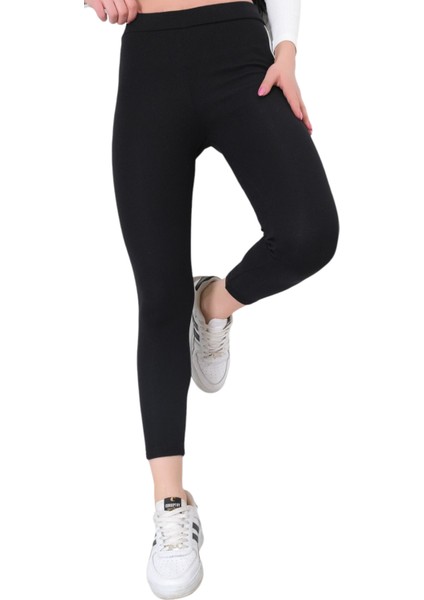 Kadın Çift Şerit Detaylı Beli Lastikli Siyah Renk Tayt fırsatları