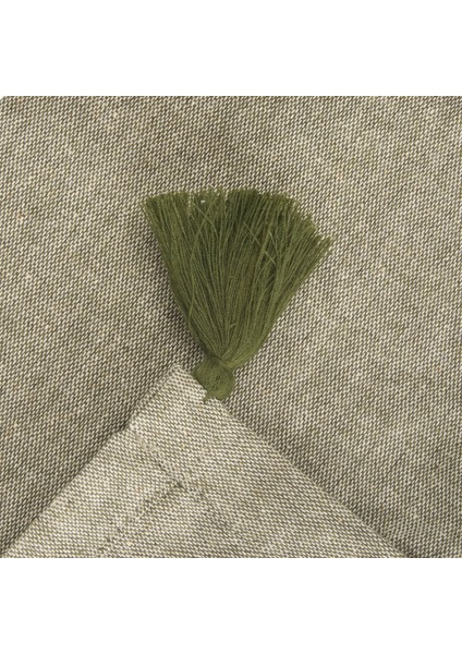 Soft Tuch Püsküllü Masa Örtüsü - Yeşil - 150X220 cm