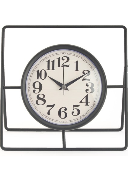 Metal Dikdörtgen Yuvarlak Masa Saati - 24 cm