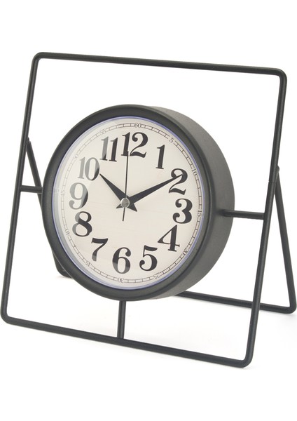 Metal Dikdörtgen Yuvarlak Masa Saati - 24 cm