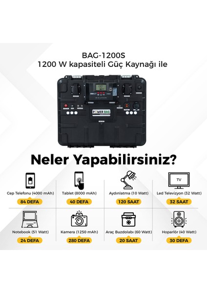 BAG-1200S Taşınabilir Solar Güç Istasyonu (Modifiye Dalga)