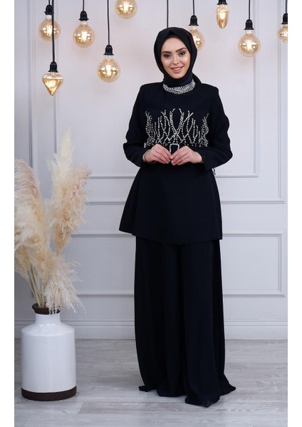 RİBAS Abiye Pantalonlu Takım R128 Siyah