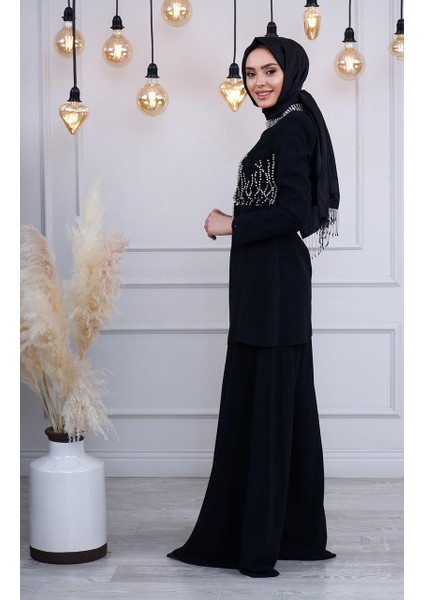 RİBAS Abiye Pantalonlu Takım R128 Siyah fiyatları