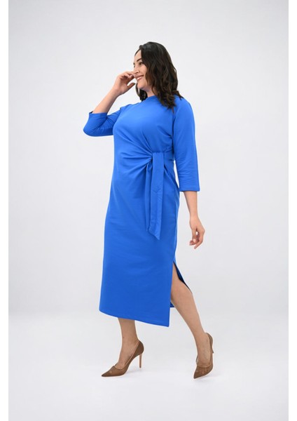 Kadın Büyük Beden Bel Bağlama Detaylı Elbise 5274-25 modelleri