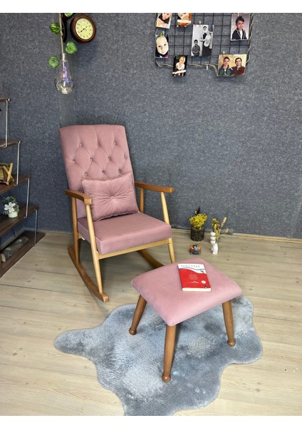 Trend Naturel-Pembe Kapitoneli Puflu Sallanan Sandalye fiyatları