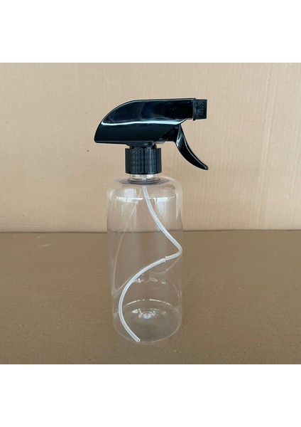 Siyah Tetik Spreyli Uzun Silindir Plastik Şişe - Spreyli Plastik Şişe 500 ml x 4 Adet