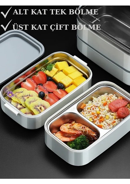 Vagonlife- Horly Iki Katlı Paslanmaz Çelik Kolay Kilitlenir Sefer Tası (Lunch Box) - 1400 Ml. indirimleri