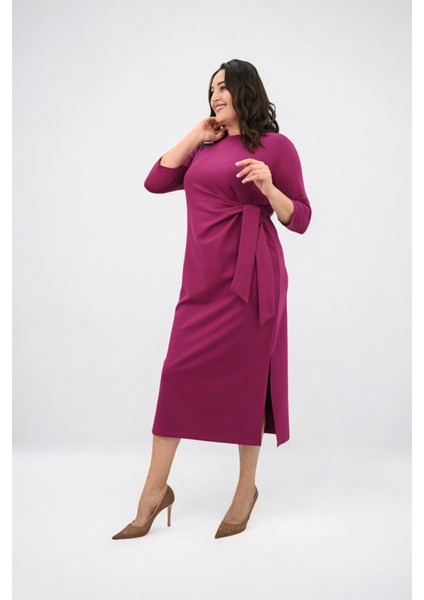 Kadın Büyük Beden Bel Bağlama Detaylı Elbise 5274-25 modelleri
