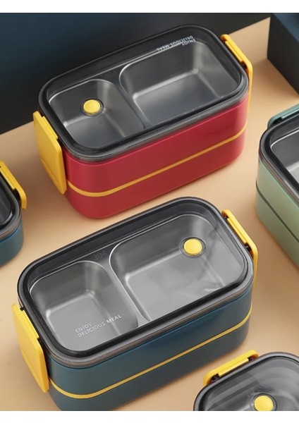 Vagonlife- Horly Iki Katlı Paslanmaz Çelik Kolay Kilitlenir Sefer Tası (Lunch Box) - 1400 Ml.