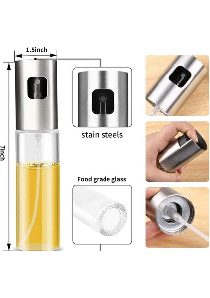 Sprey Cam Şişe Zeytinyağı, Sirke, Yağ Püskürtücü Yağdanlık 100 ml