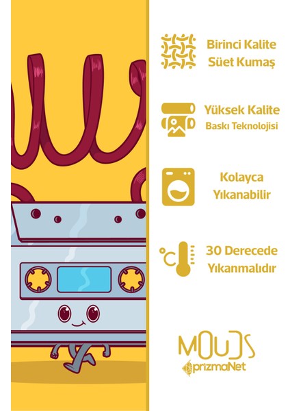 Çift Tarafı Baskılı Ree Music Desenli Tekli Süet Kırlent Kılıfı