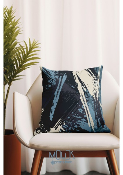 Çift Tarafı Baskılı Blue Brush Desenli Tekli Süet Kırlent Kılıfı fiyatları