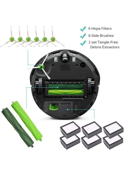 Irobot Roomba E5 E6 E7 I7 I7 + I6 I8 I3 I4 Plus 3150 E & I Serisi Elektrikli Süpürge Parçaları Aksesuarları Için Yedek Kit (Yurt Dışından) modelleri