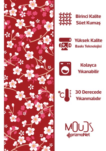 Çift Tarafı Baskılı Kırmızı Çiçek Desenli Tekli Süet Kırlent Kılıfı modelleri