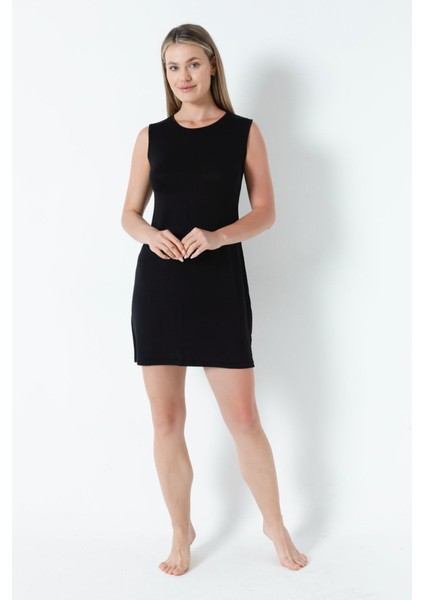 Bambu Kadın Sıfır Yaka Sıfır Kol Kısa Içlik Elbise