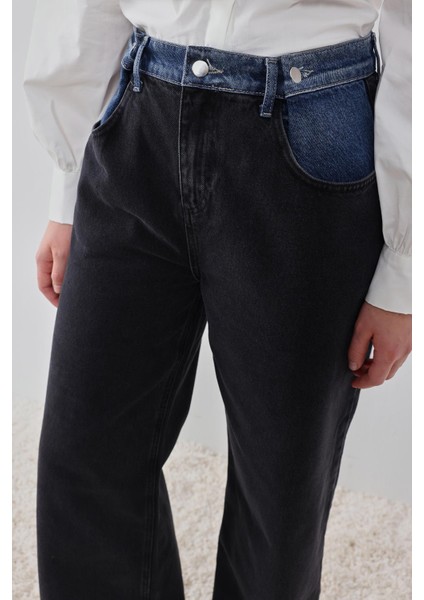 Siyah Wide Leg Relaxed Fit Jean