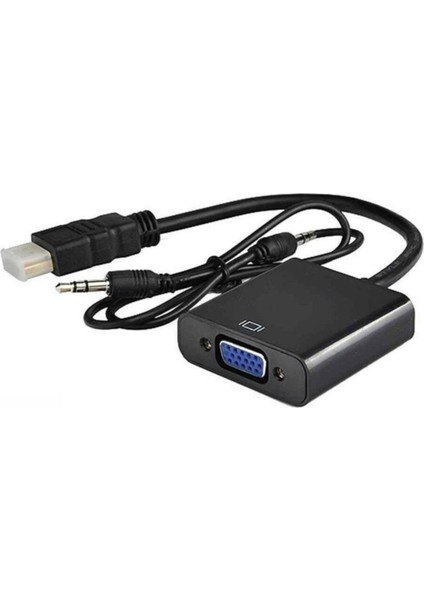 HDMI To VGA Adaptör (25CM) + Aux Kablo (50CM)