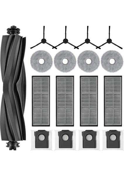 Dreame X30 Pro Ultra / X30 Pro Plus Için Ana Kauçuk Fırça Paspas Pedleri Hepa Filtre Toz Torbaları Yan Fırça (Yurt Dışından)