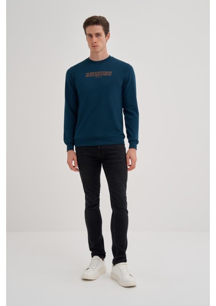 Erkek 3 Iplik Şardonsuz Sweatshirt 5221 Petrol fiyatları