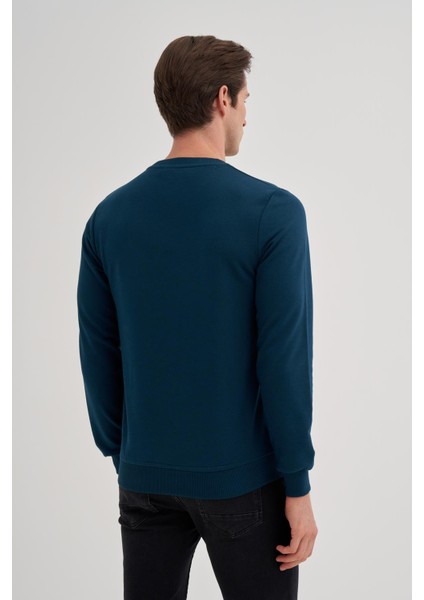 Erkek 3 Iplik Şardonsuz Sweatshirt 5221 Petrol modelleri