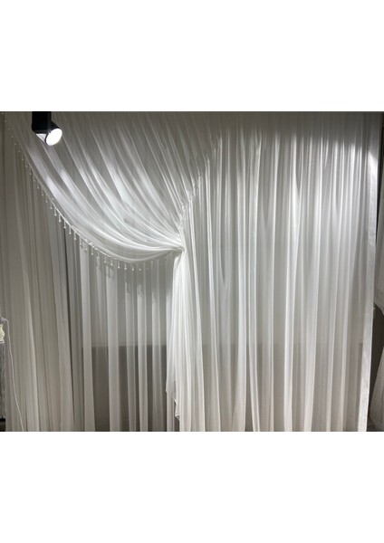 Moda Inci Perde Tek Toplama Boncuklu Kar Beyaz Kruvaze Perde fiyatları