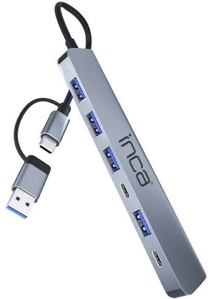 IUTP-7T USB/Type-C Hub X5 USB 3.0 + 2 Type-C Aluminyum Kasa