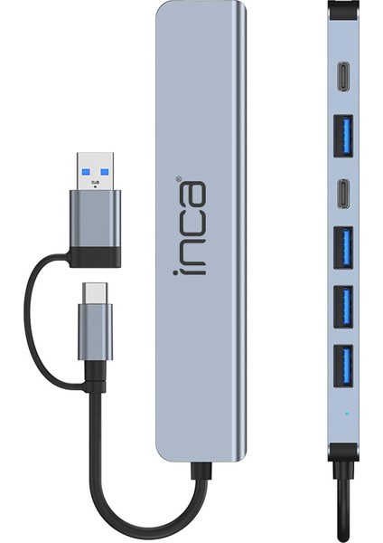 IUTP-7T USB/Type-C Hub X5 USB 3.0 + 2 Type-C Aluminyum Kasa