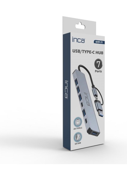 IUTP-7T USB/Type-C Hub X5 USB 3.0 + 2 Type-C Aluminyum Kasa
