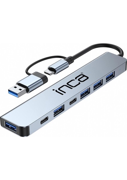 IUTP-7T USB/Type-C Hub X5 USB 3.0 + 2 Type-C Aluminyum Kasa