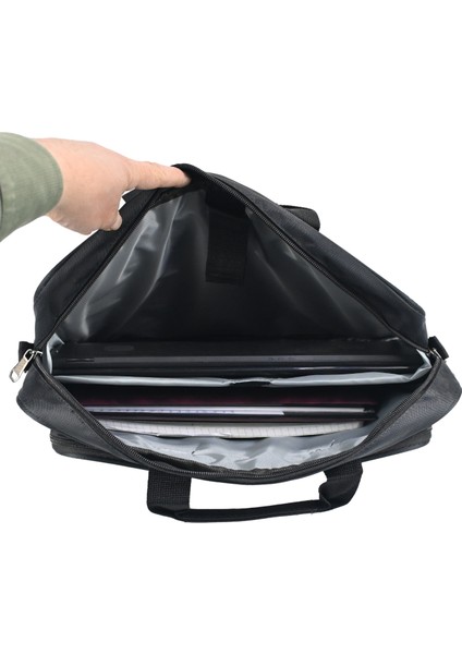 Kaliteli Yumuşak Vinneks Kumaş Çok Gözlü El Tutma & Çapraz Askılı Laptop ve Evrak Çantası 17'' Inç