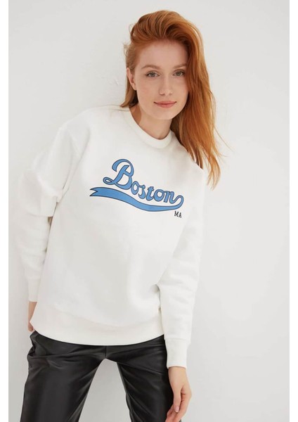 Kadın Sweatshirt Ekru 24K0843K1