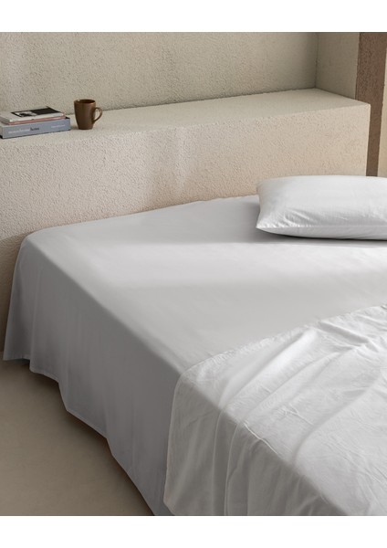 Manon Çift Kişilik %100 Pamuk Ranforce Lastiksiz Çarşaf - Gri fiyatları