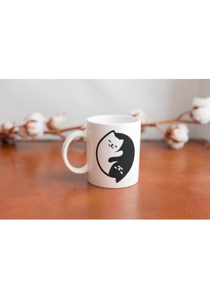 Yin Yang Kedili Tasarım Kupa Bardak