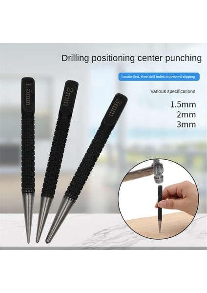 3pc Merkez Zımba Konumlandırma Zımba Delme Sabitleyici Siyah Silindirik Çivi Zımba Pimi Alet Aksesuarları 1,5 Mm/2 Mm/3 mm (Yurt Dışından)