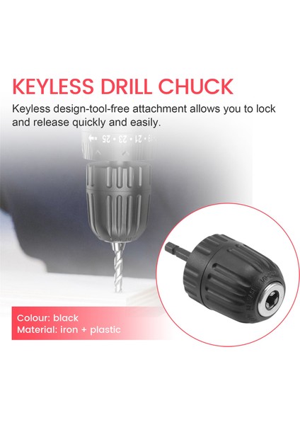 2 Parça El-Sıkı Chuck Seti Adaptörü Ağır Hizmet Tipi 10MM Anahtarsız Matkap Chuck ile Adaptör Donanım Araçları (Yurt Dışından)